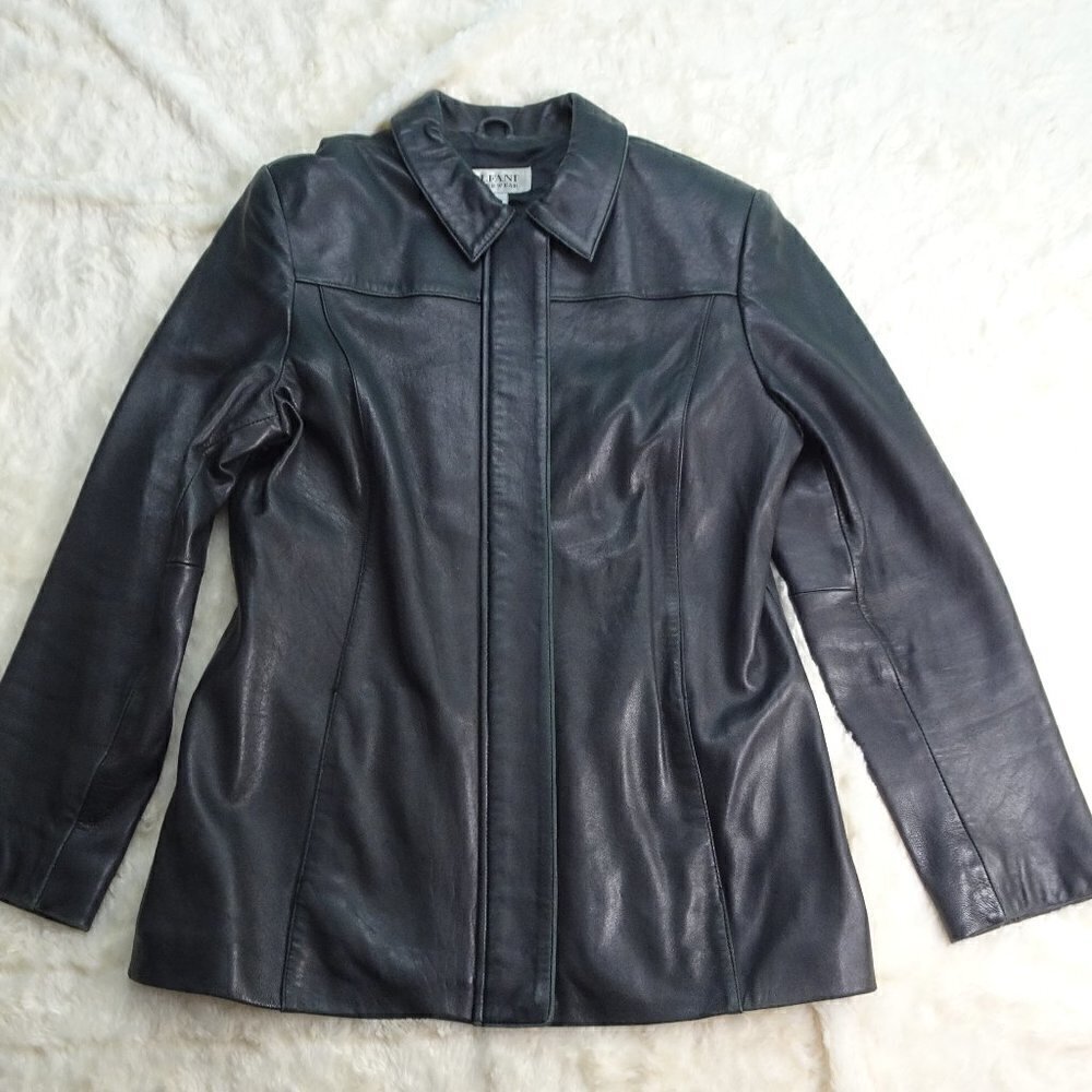 Alfani Outerwear Black Leather Coat Medium
